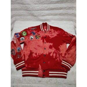 Custom Bomber Jacket Cotton Patch Over Snap On "Victory" Sz M Unisex